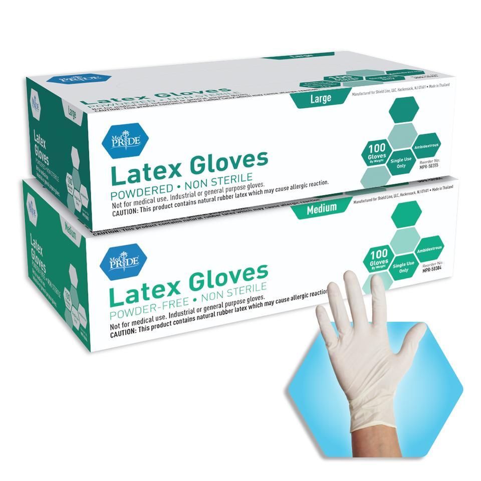 MEDPRIDE Professional Latex Gloves - Powder Free - Medium 100 Units