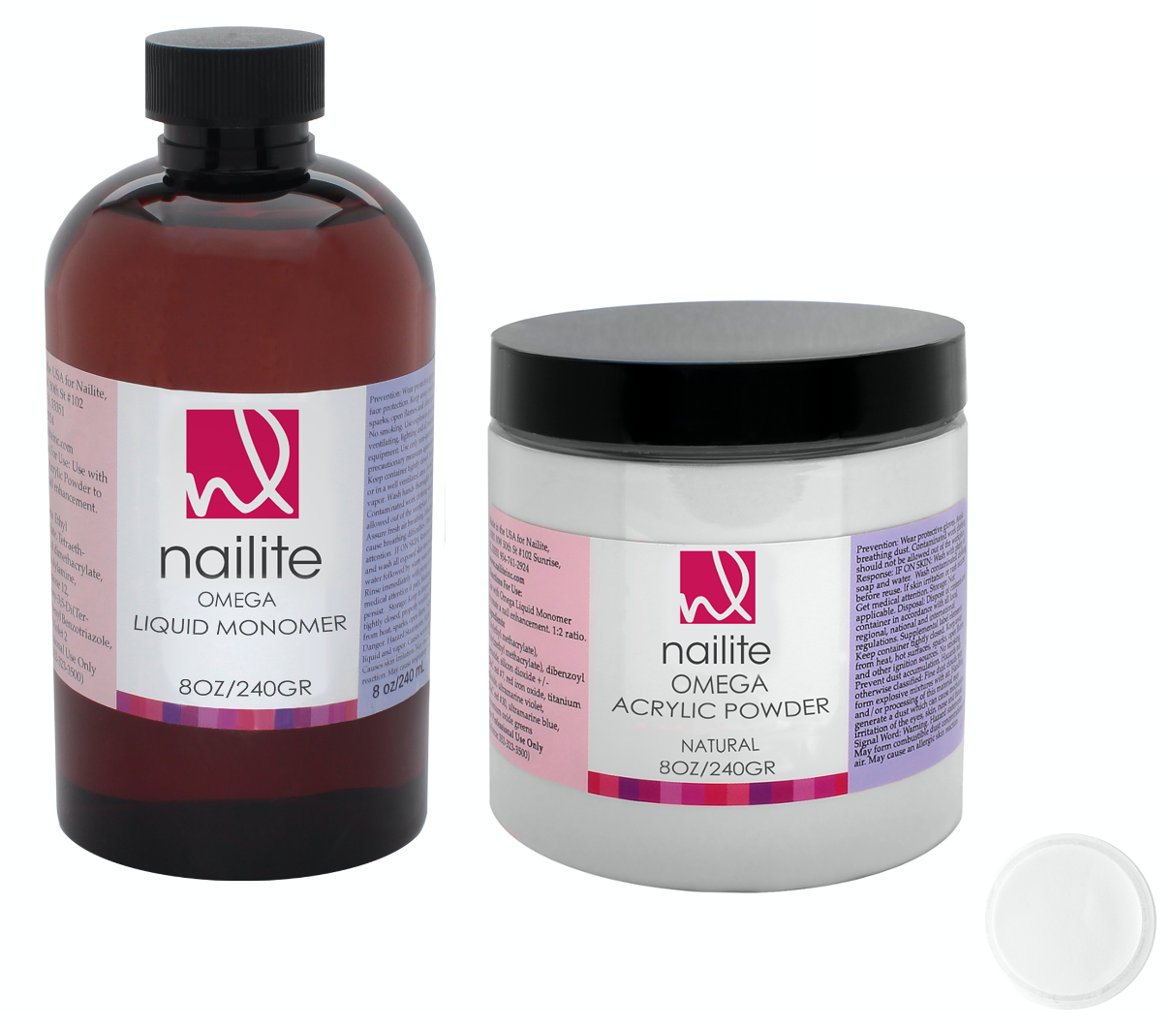 Nailite 8 Oz Omega Liquid Monomer & 8 Oz Omega Acrylic Powder White