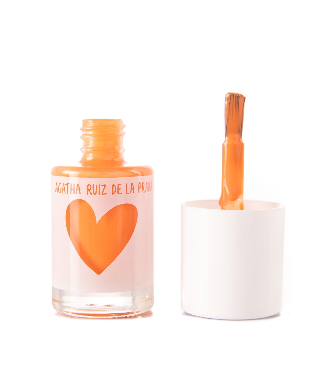 Agatha Ruiz de la Prada Nail Polish - Open Bottle with Cap and Brush Pastel Orange