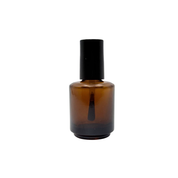 1/2 Oz Amber Bottles - Fan Brush - Shiny Black Cap