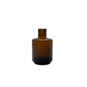 1/2 Oz Amber Bottles - Fan Brush - Shiny Black Cap