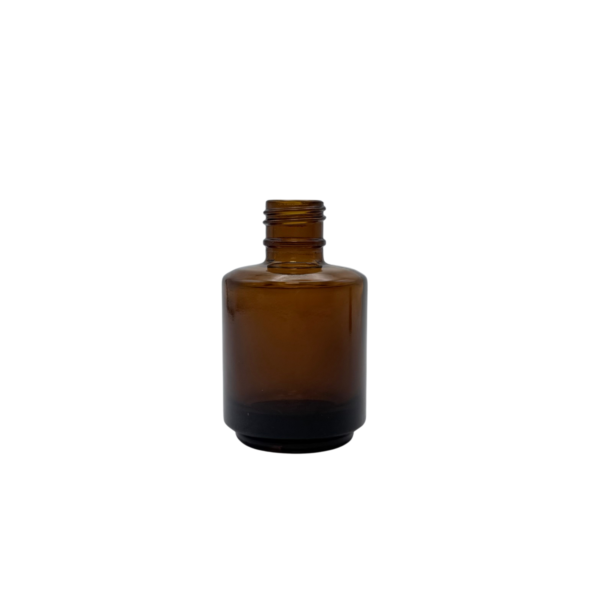 1/2 Oz Amber Bottles - Fan Brush - Shiny Black Cap