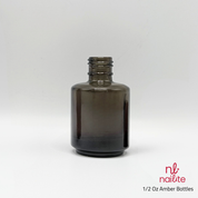 1/2 Oz Amber Bottles - Regular Brush - Shiny Black Cap