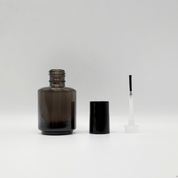 1/2 Oz Amber Bottles - Regular Brush - Shiny Black Cap