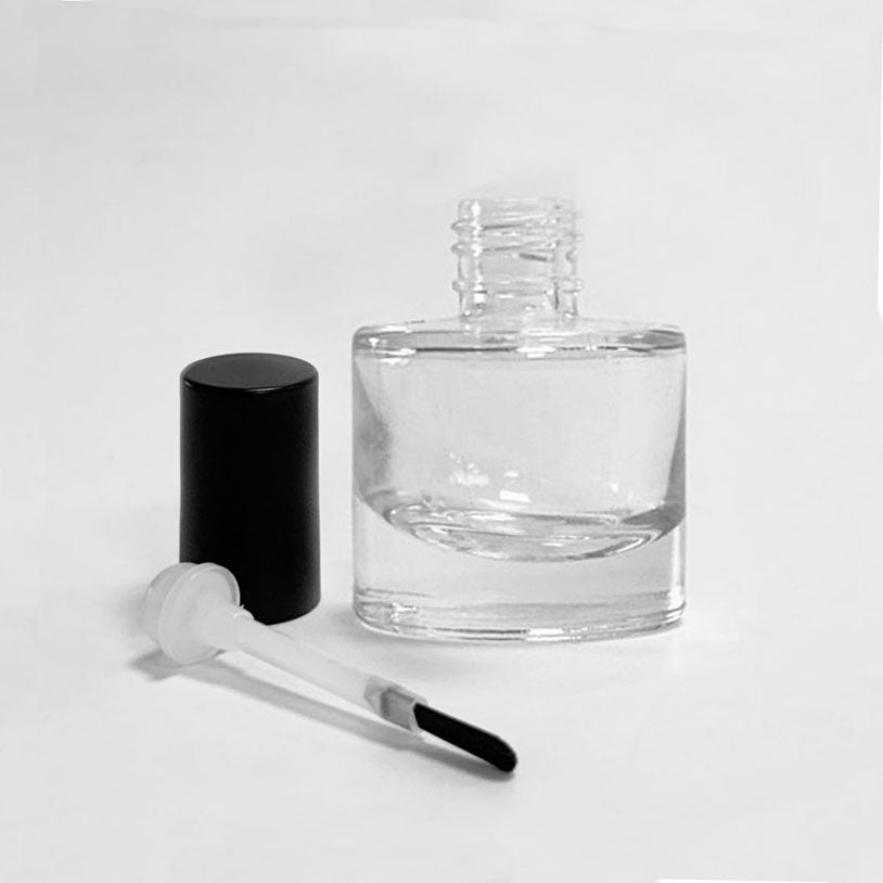 8 ML Round Wide Bottles (New) - Flat Brush - Matte Black Cap