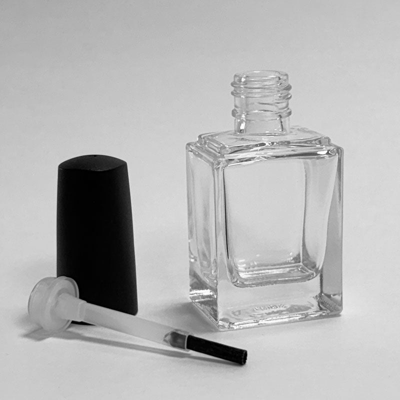 17 ML Square Tall Bottles (New) - Flat Brush - Matte Black Cap