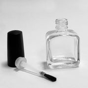 15 ML Rounded Square Thin Bottles (New) - Fan Brush - Matte Black Cap