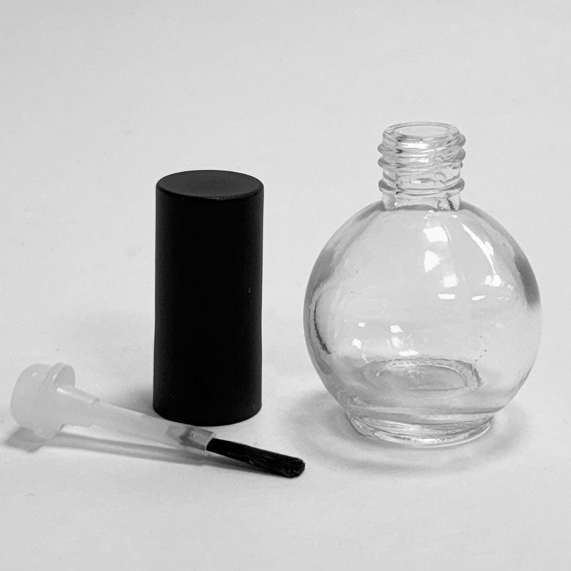 14 ML Bubble Small Bottles (New) - Fan Brush - Shiny Black Cap
