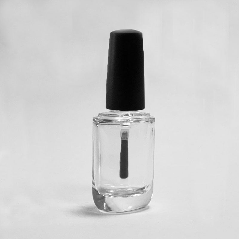 15 ML Round Oval Thin Bottles (New) - Fan Brush - Matte Black Cap