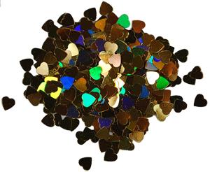 Holographic Glitter Gold Hearts .125" - Solvent Resistant 0.25oz