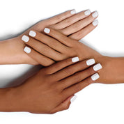 Diverse Hands with Agatha Ruiz de la Prada Nail Polish on Nails Milky White
