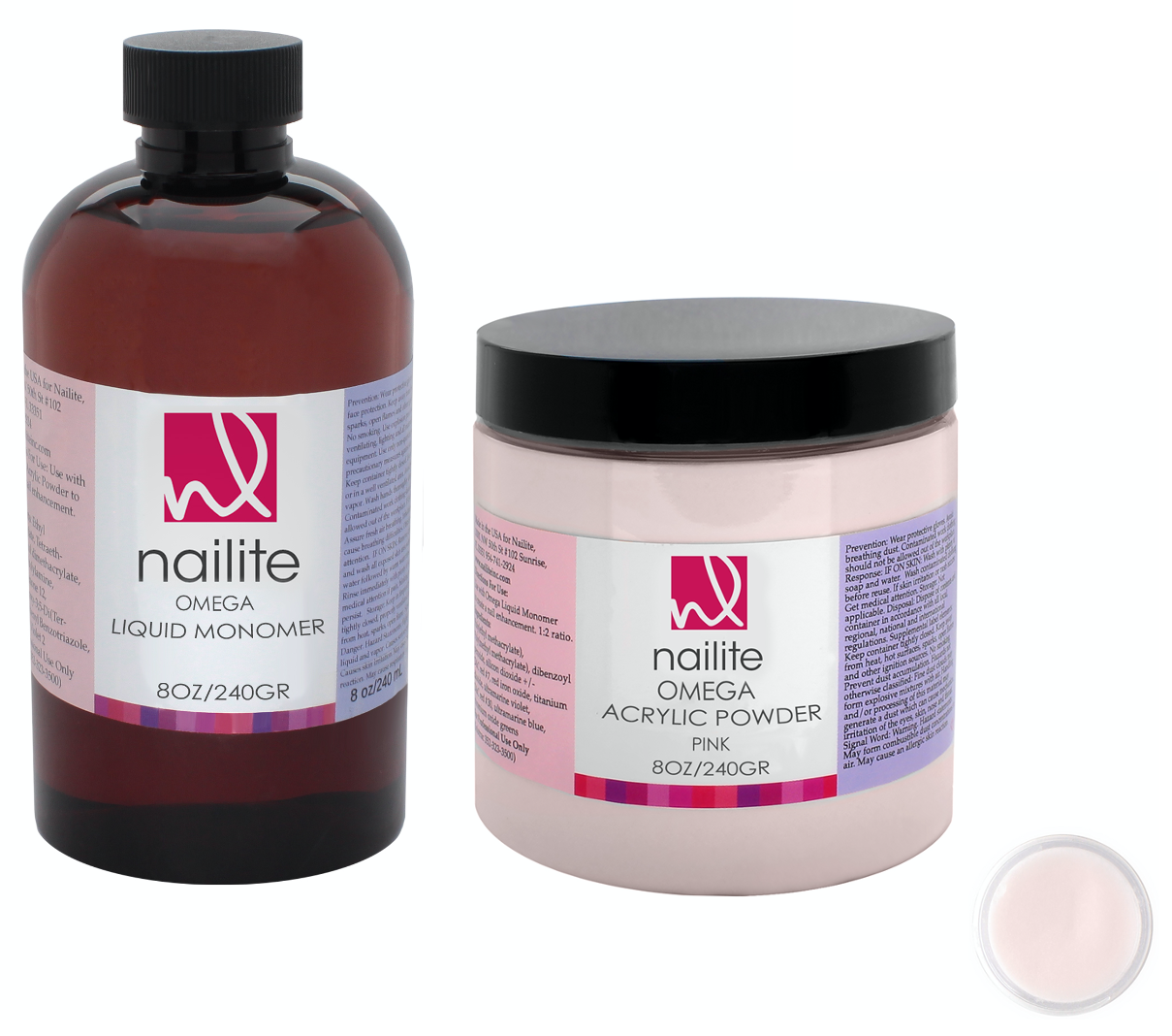 Nailite 8 Oz Omega Liquid Monomer & 8 Oz Omega Acrylic Powder Pink