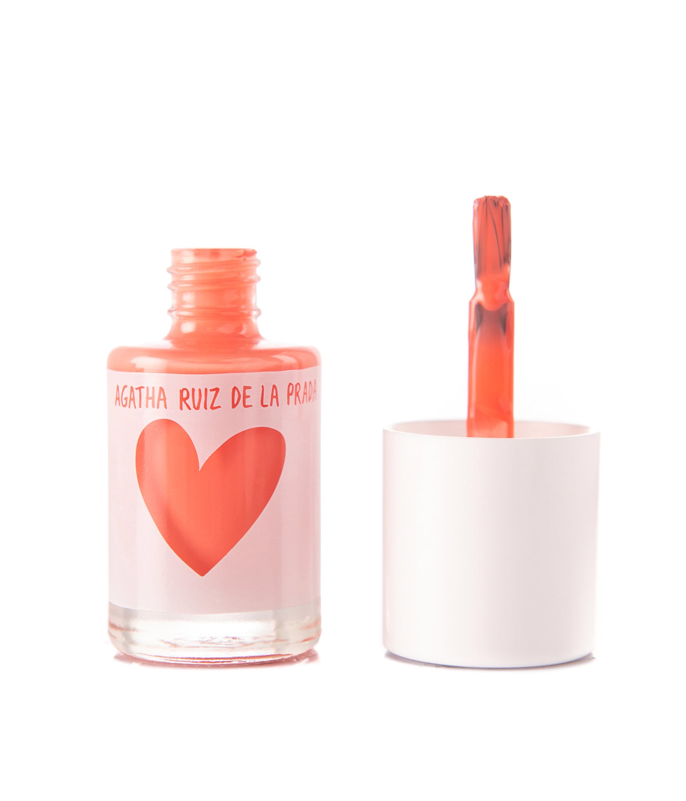 Agatha Ruiz de la Prada Nail Polish - Open Bottle with Cap and Brush Pastel Peach