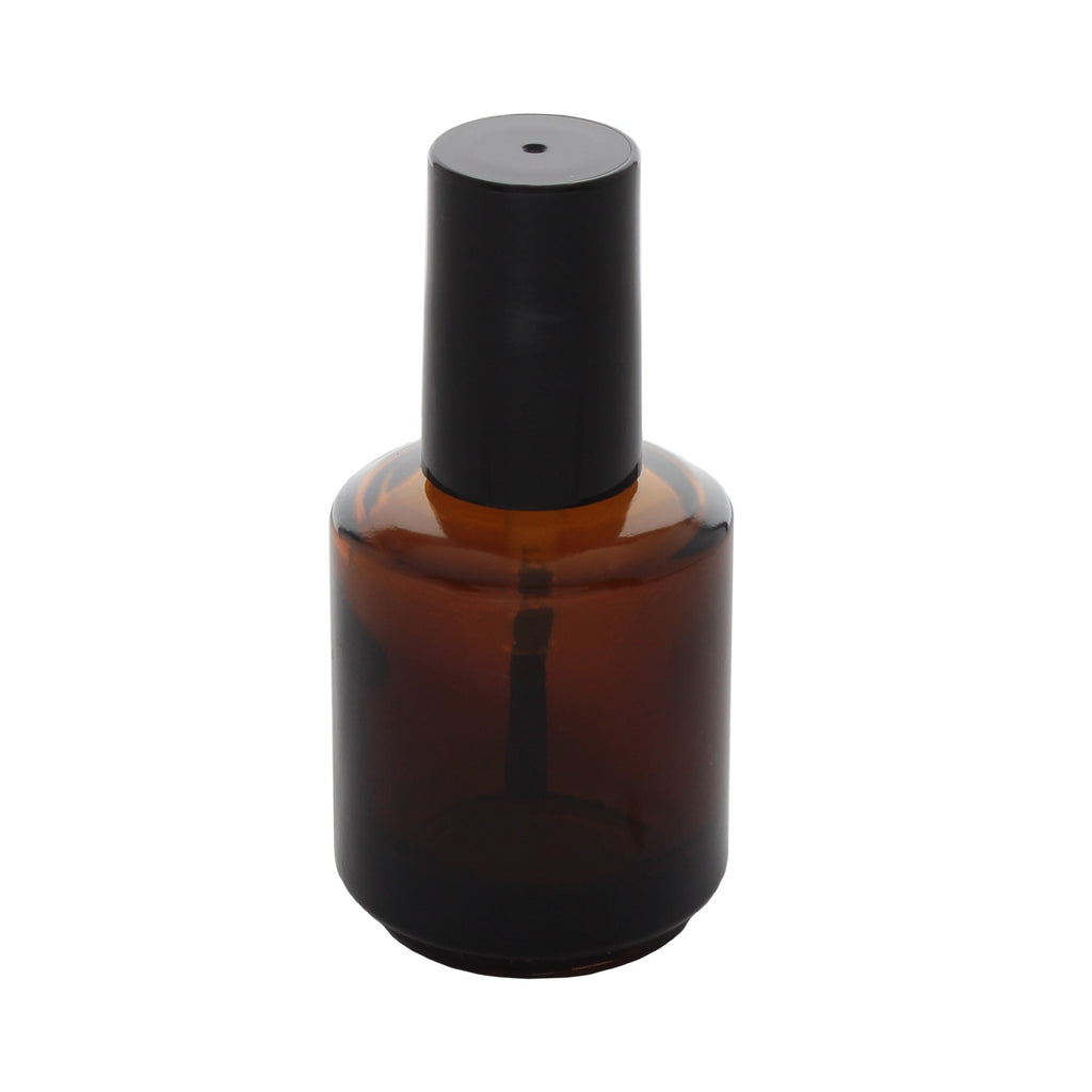 Amber 1/2 oz Bottle with Brush Shiny Black Cap #501 Each