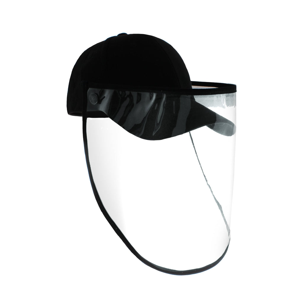 Protective & Detachable 100% Cotton Cap with Face Shield Black (10 Count)